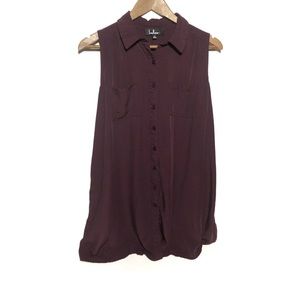Lulus Eggplant Button Down Sleeveless Tunic